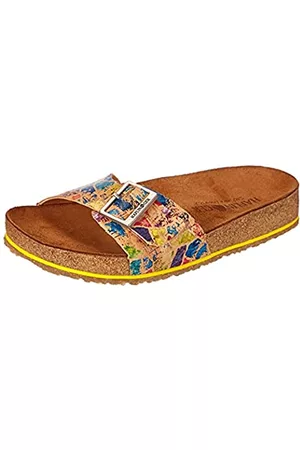 Haflinger Damen Sandalen - Bio Gina Leder Pantolette Sandale (Gelb Multi 1650), Gr 47