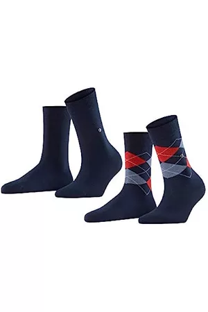 Burlington Damen Socken & Strümpfe - Damen Socken Everyday Mix 2-Pack W SO Baumwolle gemustert 2 Paar, Blau (Marine 6120), 36-41