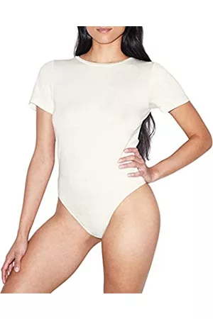 American Apparel Damen T-Shirts - Damen Mix Modal Short Sleeve T-Shirt Bodysuit Bodystocking, Star White, Klein