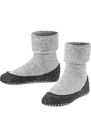 Falke Damen Schuhe mit Noppen - Unisex Kinder Hausschuh-Socken Cosyshoe Wolle rutschhemmende Noppen 1 Paar, Grau (Light Grey 3400), 29-30
