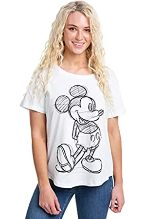 Disney Damen Shirts - Damen Mickey Mouse Sketch T-Shirt, weiß, 12/L