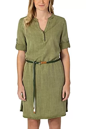 Timezone Damen Freizeitkleider - Damen Tencel Dress Lässiges Kleid, Light Olive, L