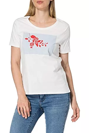 Mexx Damen Bedruckte T-Shirts - Womens Floral Printed Short Sleeve T-Shirt, Off White, M
