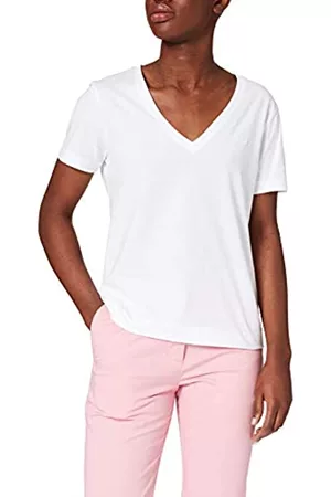 GANT Damen Shirts - Damen Neck SS T-Shirt ORIGINAL Tshirt MIT V-Ausschnitt, White, M