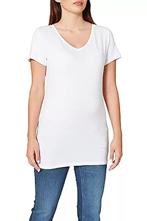 Noppies Damen T-Shirts - Damen Tee ss V Neck Rome Umstands-T-Shirt, Weiß (Optical White P175), 36 (Herstellergröße: S)