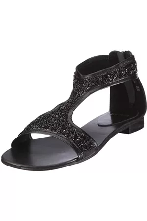 Bronx Damen Sandalen - Alys 37 Black perlen 83785-C1, Damen, Sandalen/Fashion-Sandalen, Schwarz (Black), EU 39