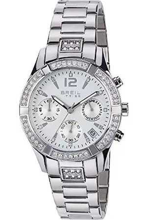 Breil Damen Uhr aus der Kollektion C'EST CHIC EW 0275 - Armbanduhr mit Analogem Zifferblatt in Weiß mit Kristallen - PE902 SUNON Bewegung - Quarzuhr - mit Edelstahl-Armband