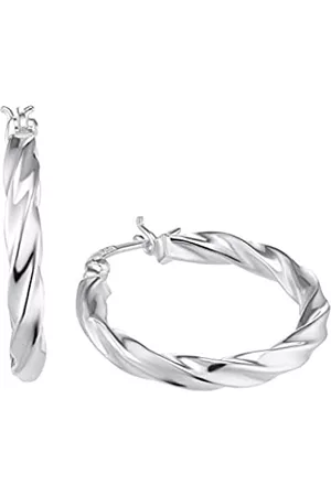 Amor Damen Ohrringe - Creolen 925 Sterling Silber Damen Ohrschmuck, 2,5 cm, Silber, Kommt in Schmuck Geschenk Box, 2028688