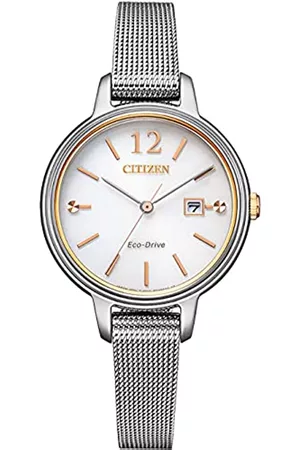 Citizen Damen Damen Analog Quarz Uhr mit Edelstahl Armband EW2449-83A