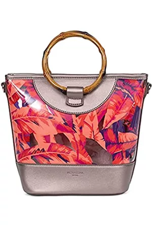 Hexagona Damen Handtaschen - Damen Paris Kollektion GLAMAZONE – Korallenrot – aus PVC und Synthetik kleine Tasche – Umhängetasche – Handtasche, L : 27 x h : 23,5 x P : 11,5 cm