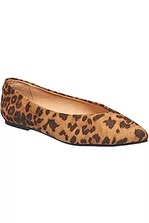 French Connection Damen Schuhe mit Leopardenmuster - Almond Toe Ballet Flats with V Front, Leopard, 6