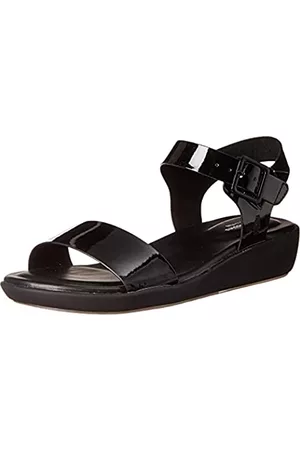 Hush Puppies Women's Brite Jells Quarter Strap Wedge Sandal, Black