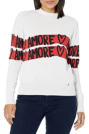 Desigual Damen Strickpullover - Womens JERS Amore Pullover Sweater, White, XL