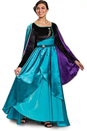 Disguise Damen Anzüge - Damen Anna Kostüm, offizielles Disney Frozen 2 Anna Kostüm Kleid, Blaugrün und Schwarz, Small (4-6) US