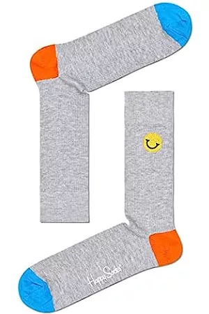 Happy Socks Socken & Strümpfe - Unisex Ribbed Embroidery Smiley Sock, Mehrfarbig, 36-40 EU