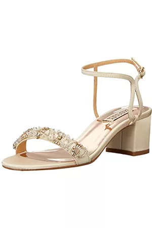 Badgley Mischka Damen Tanessa Sandale mit Absatz, elfenbeinfarbener Satin, 41 EU