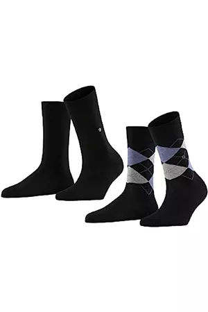 Burlington Damen Socken & Strümpfe - Damen Socken Everyday Mix 2-Pack W SO Baumwolle gemustert 2 Paar, Schwarz (Black 3000), 36-41
