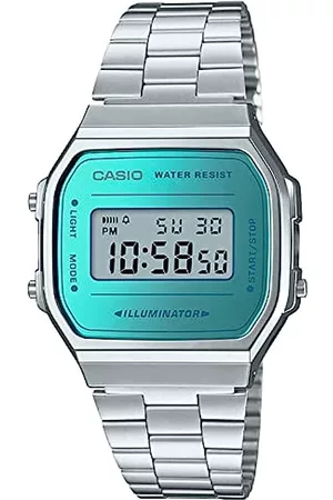 Casio Unisex Erwachsene Armbanduhr Digital Quarz Edelstahl A168WEM-2EF