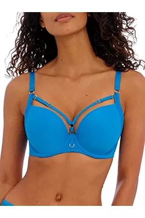 Freya Damen Bügel BHs - Damen Temptress Bügel geformtem tiefem T-Shirt-BH, Mittelblau, 75F