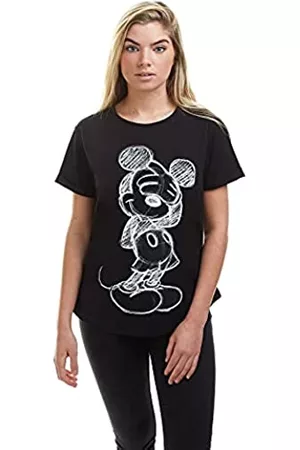 Disney Damen Shirts - Damen Mickey Shy T-Shirt, Schwarz, 40