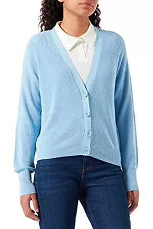VERO MODA Damen Strickpullover - Damen VMNEWLEXSUN LS Short V-Neck Card GA NOOS Strickjacke, Hellblau, S