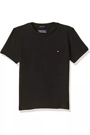 Tommy Hilfiger Jungen T-Shirts - Jungen T-Shirt Kurzarm Rundhalsausschnitt, Schwarz (Meteorite), 8 Jahre
