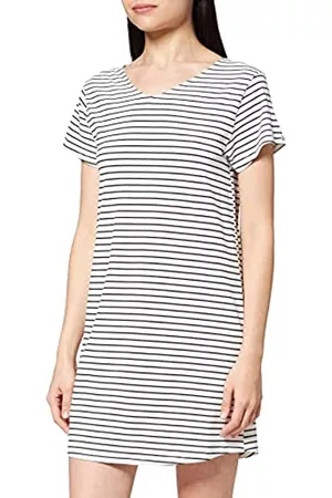 Skiny Damen Kurzarm Nachthemden - Damen Sleep & Dream Sleepshirt Kurzarm Nachthemd, Mehrfarbig (Ivory Stripe 2310), (Herstellergröße: 44)