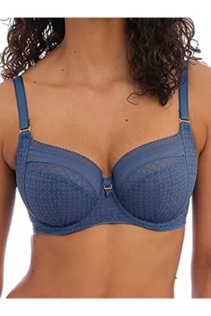 Freya Damen Bügel BHs - Damen Viva Bügel seitlicher Stützung BH mit voller Abdeckung, Spitze Vintage Denim, 65D