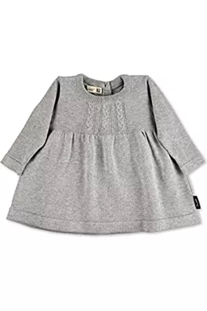 Sterntaler Baby Kleider - Kleinkind Mädchen Kleid Baby Strick GOTS Strick-Kleid Zopfmuster Kinderkleid - Langarm Knopfleiste und Rundhalsausschnitt - rauchgrau, 86
