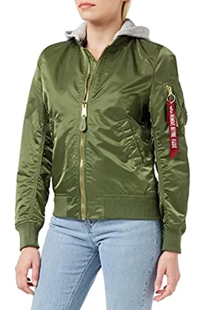 Alpha Industries Damen Trenchcoats mit Kapuze - Damen MA-1 Hooded Wmn Jackets, sage-Green, XS