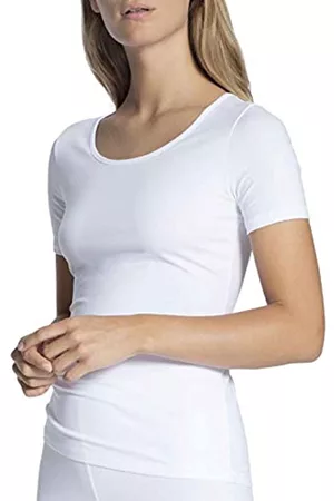 Calida Damen Blusen - Damen Natural Comfort Top korte mouwen Unterhemd, Weiß, S