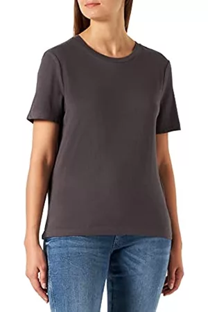 TOM TAILOR Damen Shirts - Damen Basic T-Shirt 1032703, 15417 - Evident Anthracite, 3XL