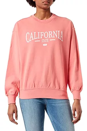 JACK & JONES Damen Sweatshirts - JJXX Damen Jjxx Jxbeatrice Ls Loose Vint Noos Sweatshirt, Tea Rose/Detail:bright White Print Cali 3, S EU