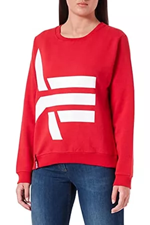 Alpha Industries Damen Sweatshirts - Damen Side Logo Sweater Wmn Kapuzenpullover, Speed red, M
