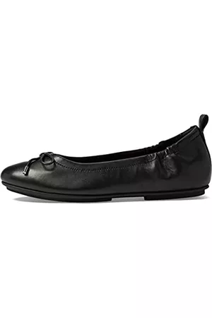 FitFlop Damen Ballerinas - Damen Allegro Bow Leder Ballerinas, Schwarz, 38 EU