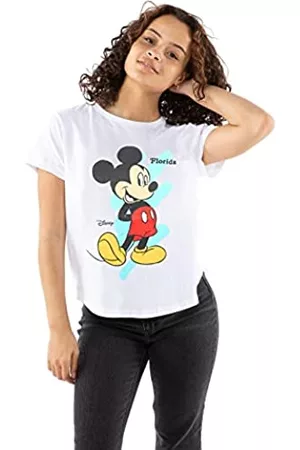 Disney Damen Shirts - Damen Mickey Florida T-Shirt, Vintage White, 34