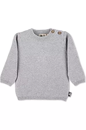Sterntaler Baby Strickpullover - Baby Jungen Pullover Baby Strick GOTS Strick Stern Pullover - Strick Pulli Baby - Stern Stickerei und Knopfleiste - hellgrau meliert, 62
