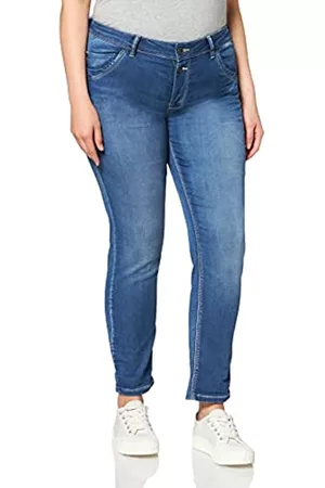 Timezone Damen Slim Jeans - Damen Slim Nalitz 7/8 Freizeithose, Blue Denim Wash, 24W 30L EU