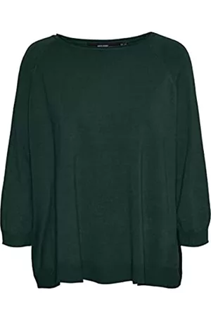 VERO MODA Damen Strickpullover - Damen Vmnellie Glory 3/4 Boxy Blouse Ga Noos Pullover, Pine Grove, XS EU