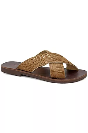 Emmanuela Handcrafted For You 38 Bronze Emmanuela Antike griechische flache Sandalen aus Leder, hochwertige handgefertigte Slide on X Strap Sommerschuhe für Damen, Slide Sandalen mit offenen Zehen