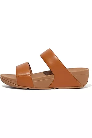 FitFlop Damen Clogs & Pantoletten - Damen Lulu Leder Slides, hellbraun, 36 EU