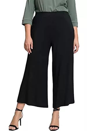 Ulla Popken Damen Culotten - Damen Culotte, weites Bein, Elastikbund Hosen, Schwarz, 42/44