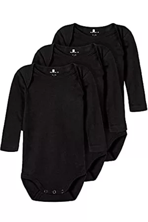 NAME IT Einteiler Schlafanzüge - Unisex Baby Nbnbody 3p Solid Black 3 Noos Schlafanzug, Schwarz, 50 EU