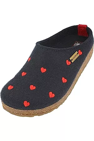 Haflinger Damen Kork Hausschuhe - Grizzly Cuoricini Filzpantoffel Hausschuh Kork Navi, Gr 42