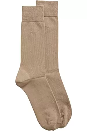 HUGO BOSS Jungen Socken & Strümpfe - Herren 2P RS Uni CC Zweier-Pack mittelhohe Socken aus Stretch-Gewebe Beige 47-50