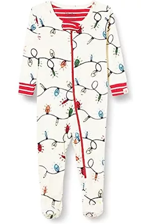 Hatley Schlafanzüge - Unisex Holiday Lights Candy Stripes and Pines Family Pyjamas Pyjamaset, Im Dunkeln leuchtende Weihnachtslichter-Infant Footie, 6 Monate