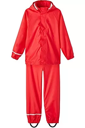 NAME IT Regenbekleidung - Unisex Nkndry Rain Set Noos Regenanzug, High Risk Red, 158 (2er Pack)