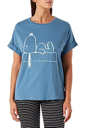 Women secret Damen T-Shirts - Damen 1% Baumwolle, Snoopy, Weiß T-Shirt, Blau (hellblau), X-Small