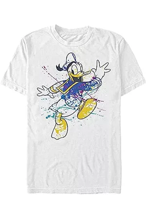 Disney T-Shirts - Unisex Mickey Splatter Donald Organic Short Sleeve T-Shirt, Weiß, L
