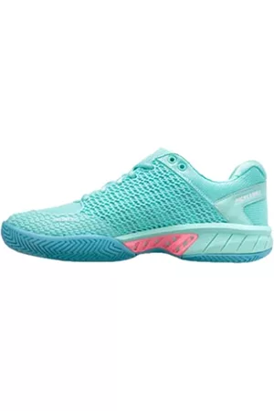 K-Swiss Women's Express Light Pickleball Shoe, Aruba Blue/Maui Blue/Soft Neon Pink, 8.5 M